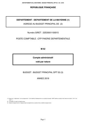 Compte administratif 2019 - Budget principal