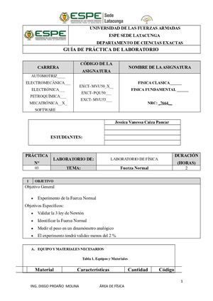 Informe De Laboratorio De La Fuerza Normal