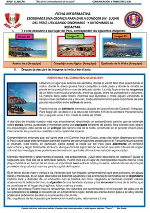 Ficha 19 Producción De Una Crónica