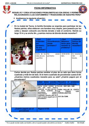 Ficha 6 ÁReas Y Perimetros