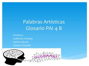 Palabras Artisticas Glosario Pai 4 B