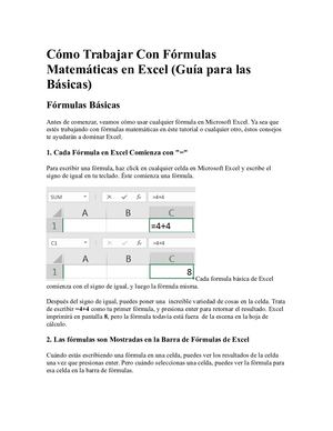 Cómo Trabajar Con Fórmulas Matemáticas En Excel