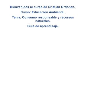 Tema 3 Consumo Responsable Y Recursos Naturales