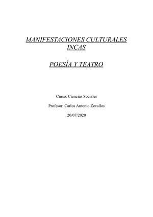Manifestaciones Culturales Incas Poesia Y Teatro