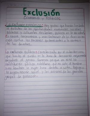 Exclusión Económica Y Política