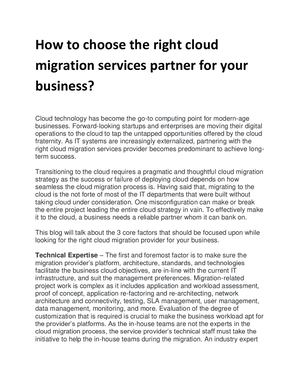 How To Choose The Right Cloud Migration Services Partner For Your Business