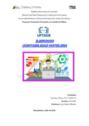 Ejercicio De Contabilidad Hotelera