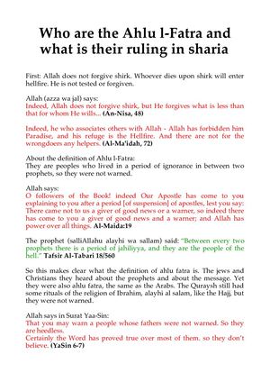 Who Are The Ahlu L Fatra And What Is Their Ruling In Sharia