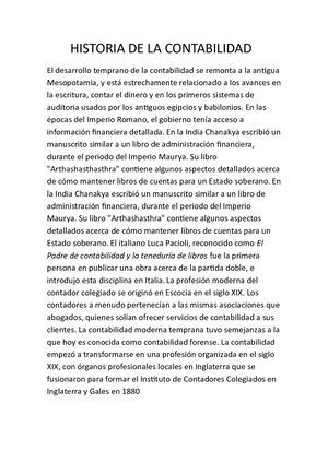 Historia De La Contabilidad