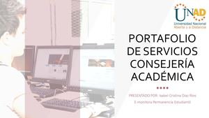 UNAD Portafolio De Servicios De Consejería Académica