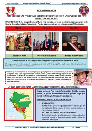 Ficha 19 Despues De La Independencia