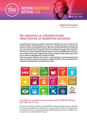 CP Création de la Direction de la Transition Sociétale