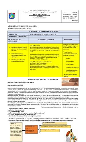 601 Jm El Sustantivo Y El Resumen