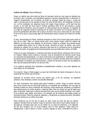 Análisis del Relato "Ladrón De Sábado"