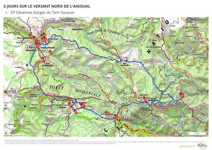 Itinéraire Rando 3 Jours  Versant Nord De L'Aigoual