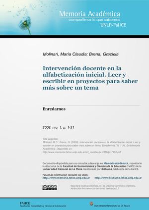 Intervencion Docente En La Alfabetizacion