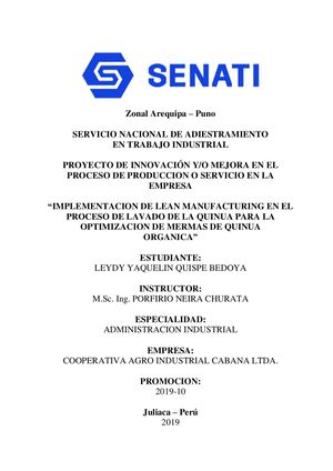 Zep - Lean Manufacturing En El Proceso De La Quinua Para Optimizar Mermas