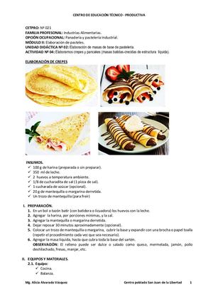Actividad Nº 4 Elaboramos Crepes Y Pancakes (Masas Líquidas)