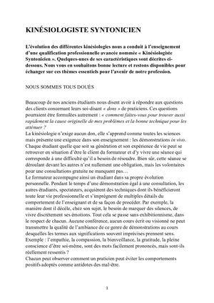 Kinesiologiste Syntonicien Ii