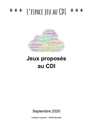 Les jeux proposés au CDI