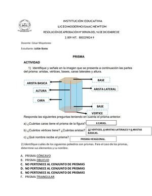 ACTIVIDAD PRISMA GEOMETRIA