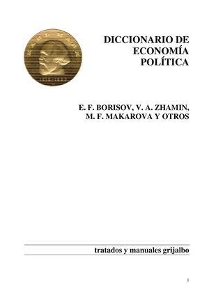 Diccionario De Economía Política. Borizov 1976. Grijalvo