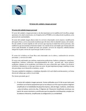 El Sector Del Cuidado E Imagen Personal en Costa Rica