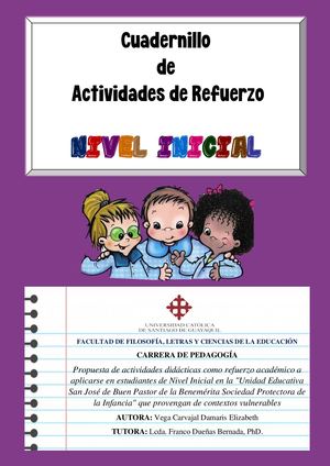 Cuadernillo De Actividades para reforzar ámbitos de desarrollo del nivel inicial - Damaris Vega