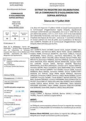 CC 2020 015 DAJ - SICTIAM - Désignation Des Représentants