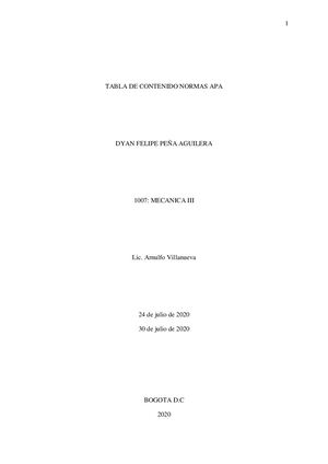 Tabla De Contenido Normas Apa