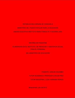 Informe De Pasantia, Colombo Carlos