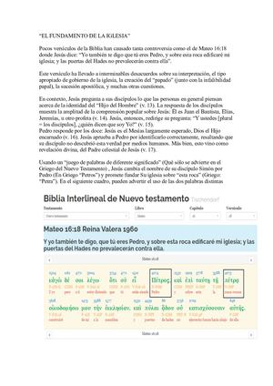El Fundamento De La Iglesia