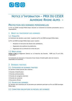 Notice D'information Prix Du Ceser
