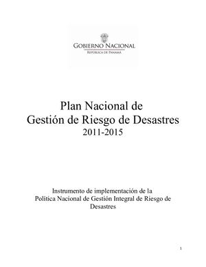 Plan Nacional Gestión De Riesgo Caso Panamá