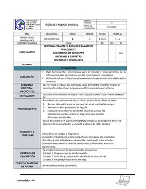 Tercer Periodo Tecnologia E Informatica Grado Sexto