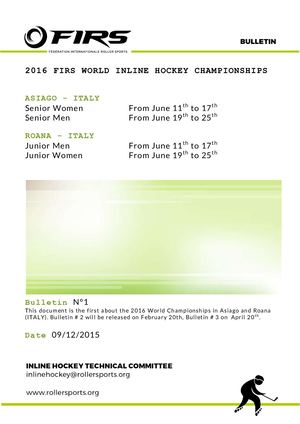 Firs Bulletin 1 Inline Hockey Asiago Roana Eng