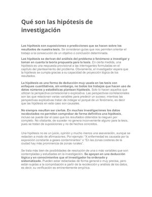 Hipotesis De Investigacion