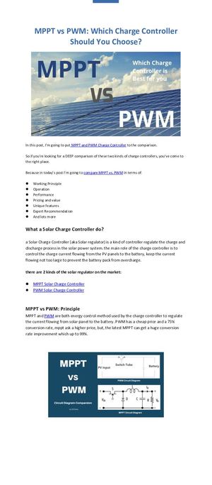 Mppt Vs Pwm Which Solar Charge Controller To Choose