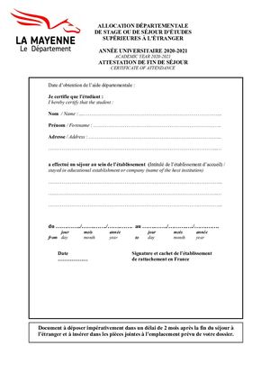Attestation Fin Séjour Adese 2020 2021
