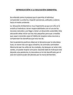 Introducción A La Educación Ambiental