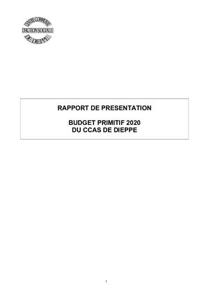 Présentation BP 2020 Au CA Du CCAS Dieppe