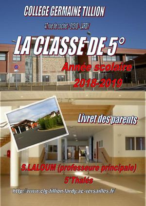 Livret La Classe De 5°version 2018 2019 Copie
