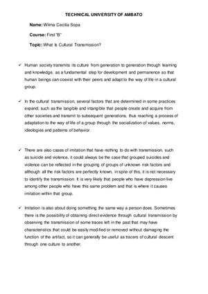 What Is Cultural Transmission