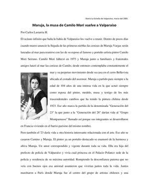 Maruja, La Musa De Camilo Mori