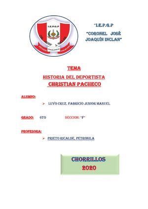 Historia Del Deportista Cristhian Pacheco