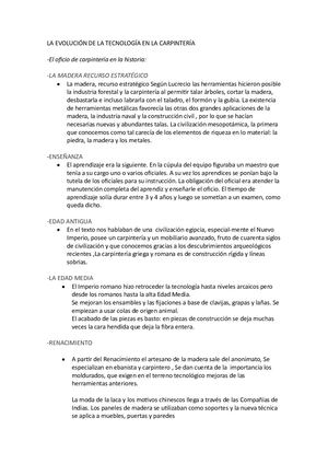 La Evolución De La Tecnología En La Carpintería