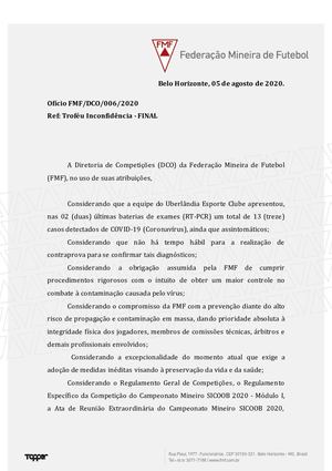 Troféu Inconfidência - FINAL / Ofício FMF/DCO/006/2020