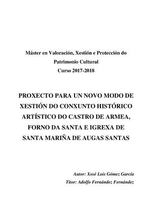 Tfm Proxecto Armea, Forno Da Santa, Santa Mariña