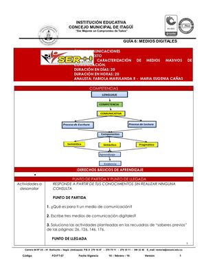 GUIA 6 CARACTERIZACIÓN DE MEDIOS MASIVOS DE COMUNICACIÓN