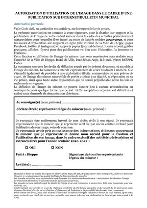 Attestation Droit À L'image 2020 2021
